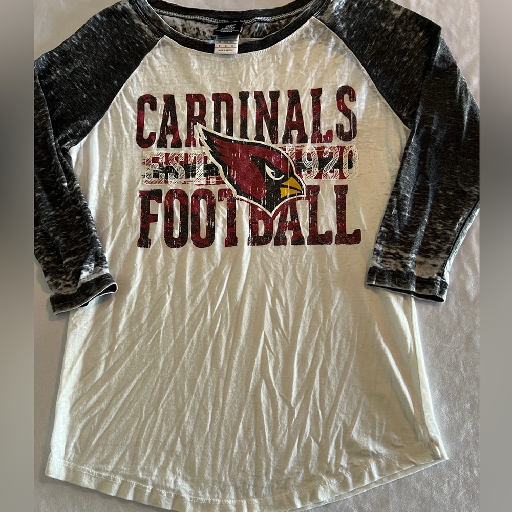 S NEW AZ Cardinals NFL Team Apparel Top Shirt Football Red Distressed Small NWOT